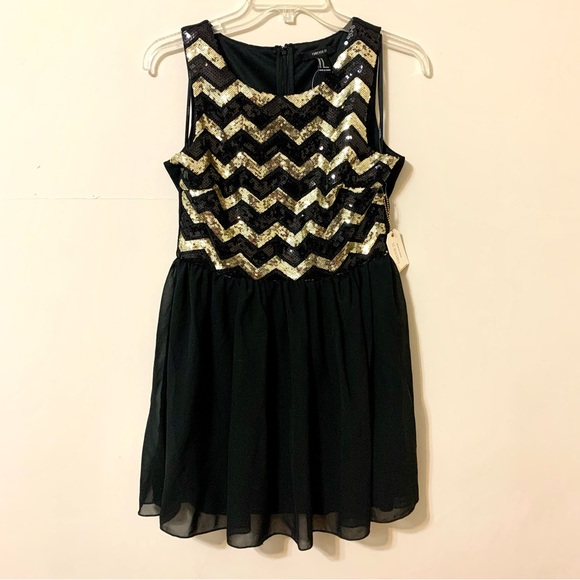 NWT Forever 21 Special Collection Sequins Dress - Black/Gold - Size Medium - Picture 2 of 10